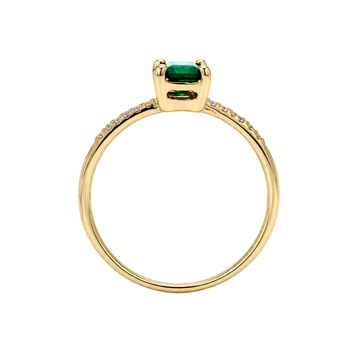 Anillo Muzo Oro 14K con Esmeralda y Diamantes