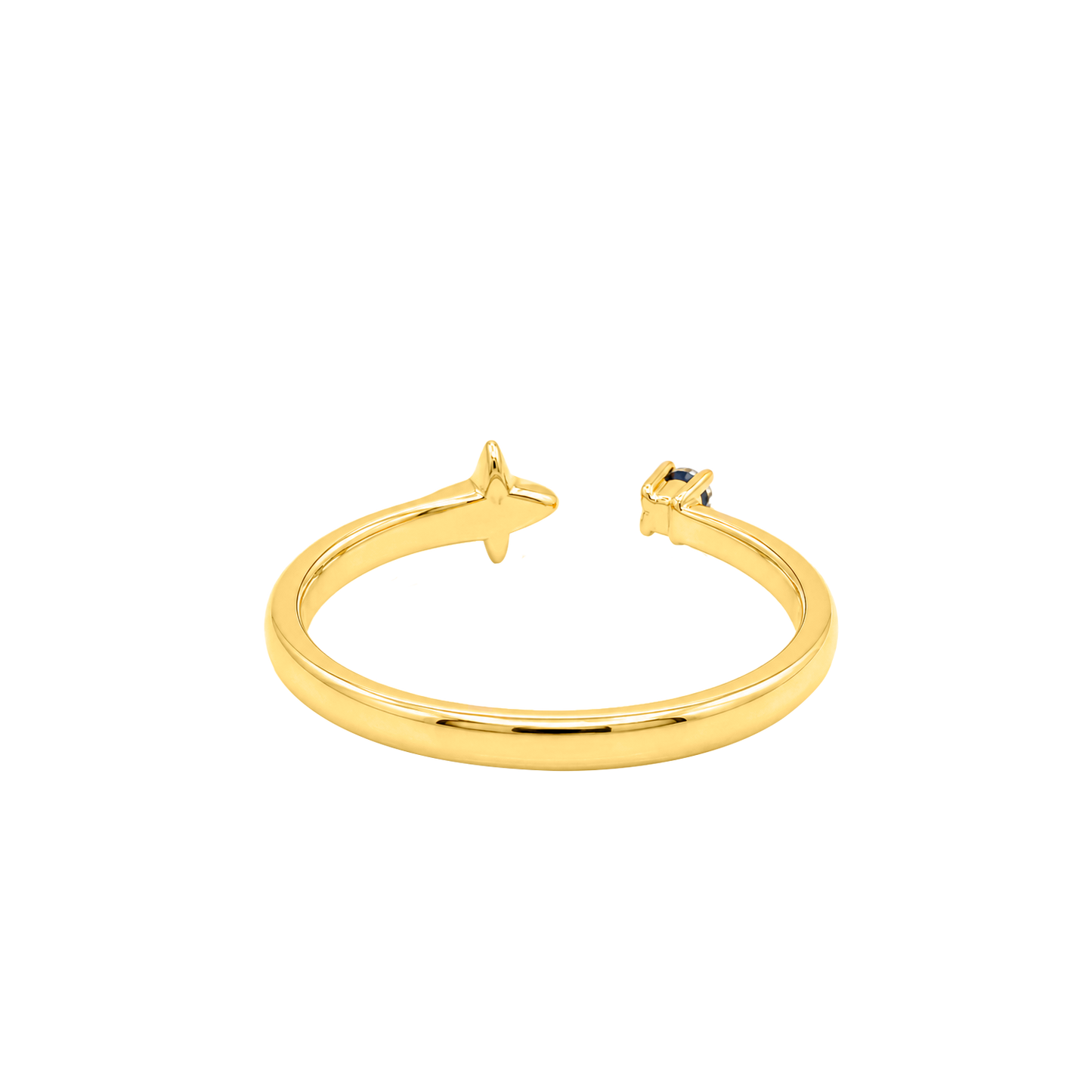 Anillo Estelar Oro Amarillo 14K con Zafiro y Diamantes
