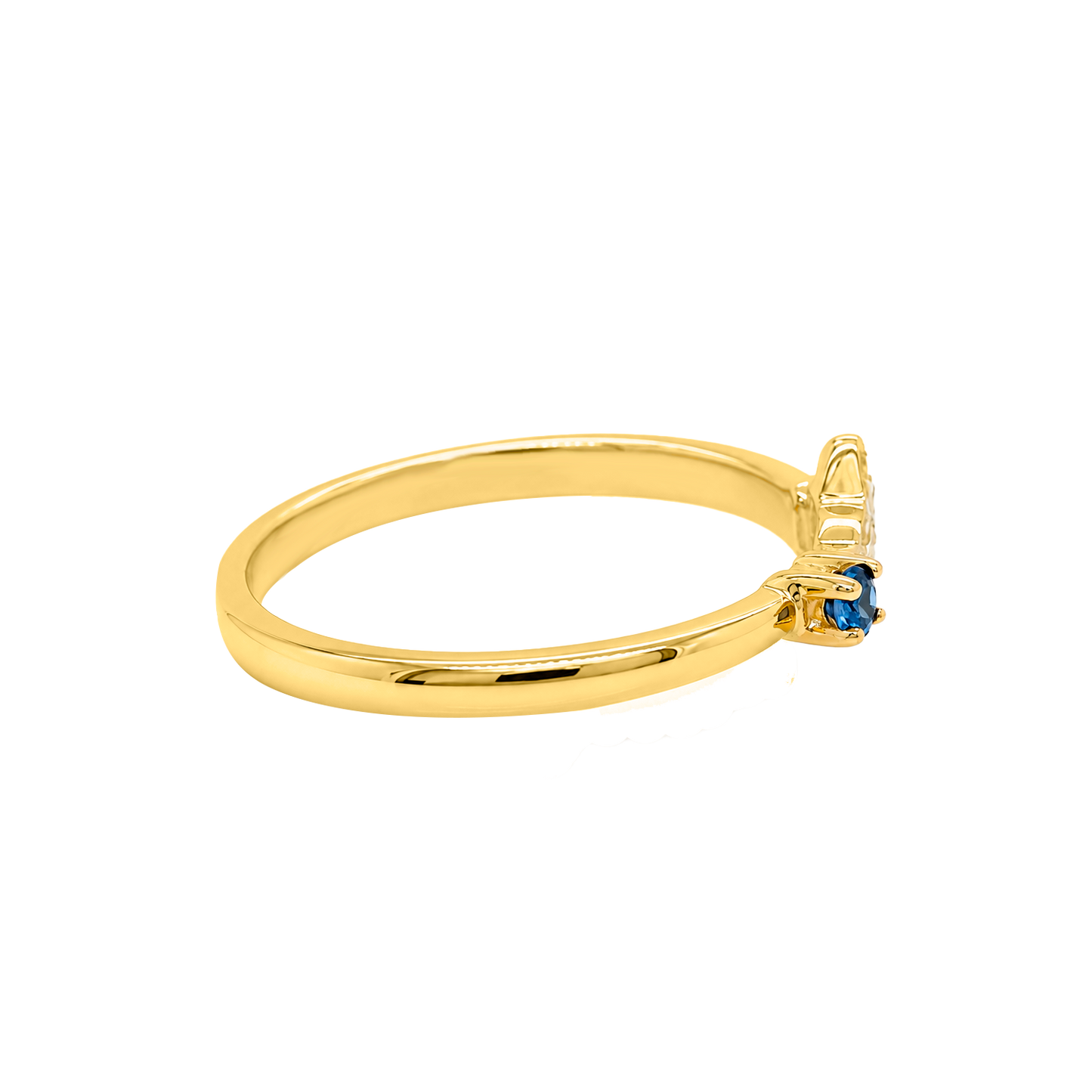 Anillo Estelar Oro Amarillo 14K con Zafiro y Diamantes