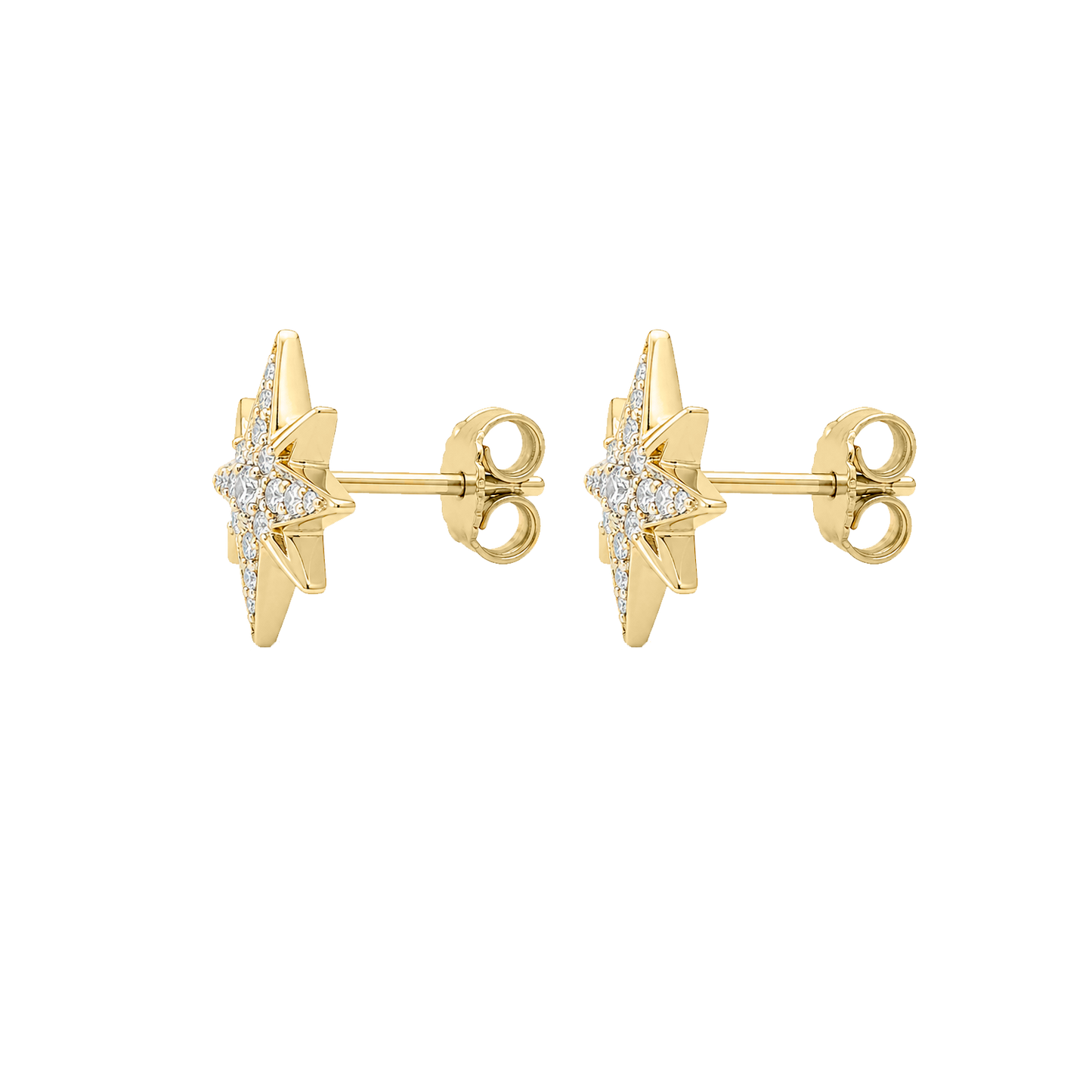 Aretes Estela Oro Amarillo 14K con Diamantes