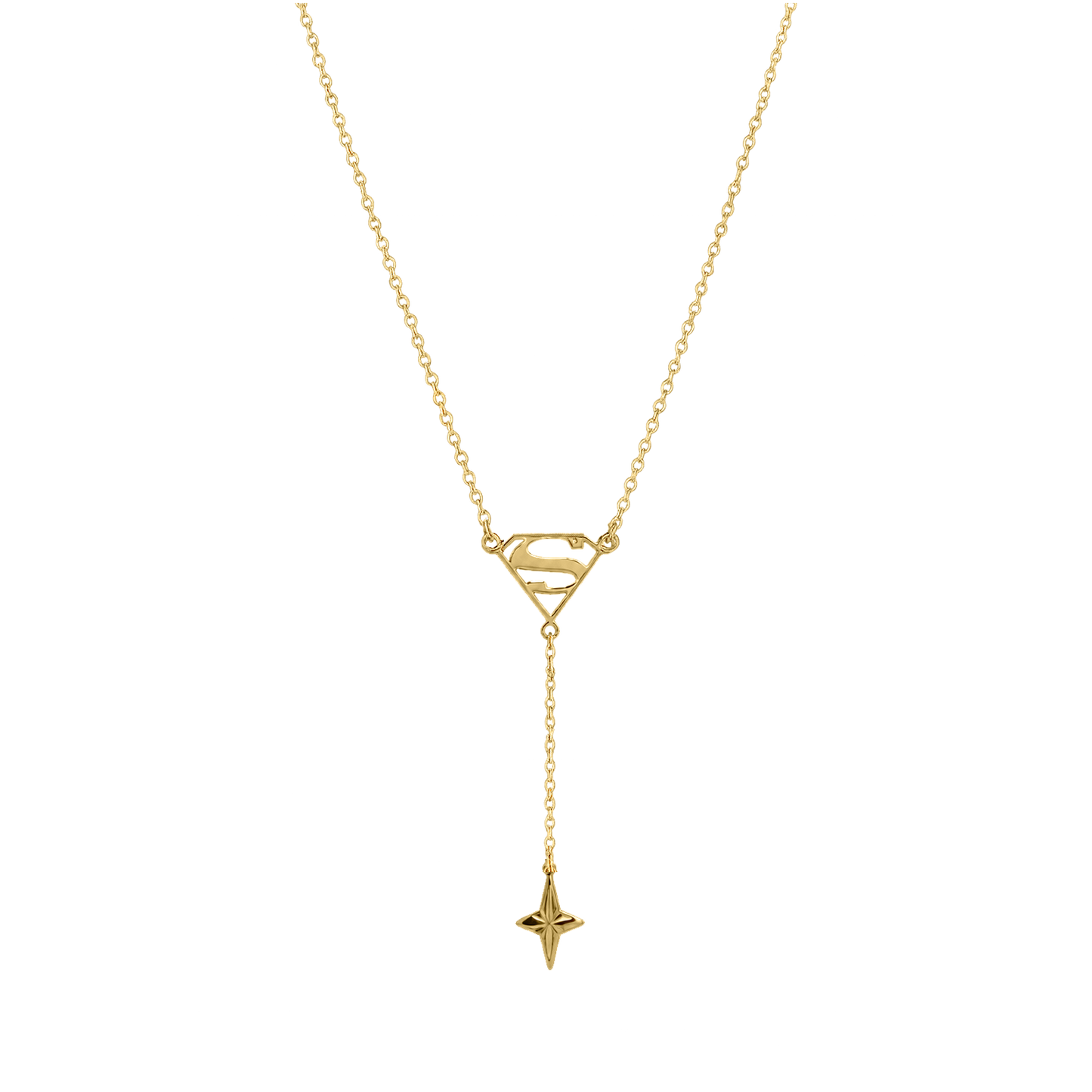 Dije Kandora de oro amarillo 14K con cadena y detalle de estrella, acabado brillante y diamantado.