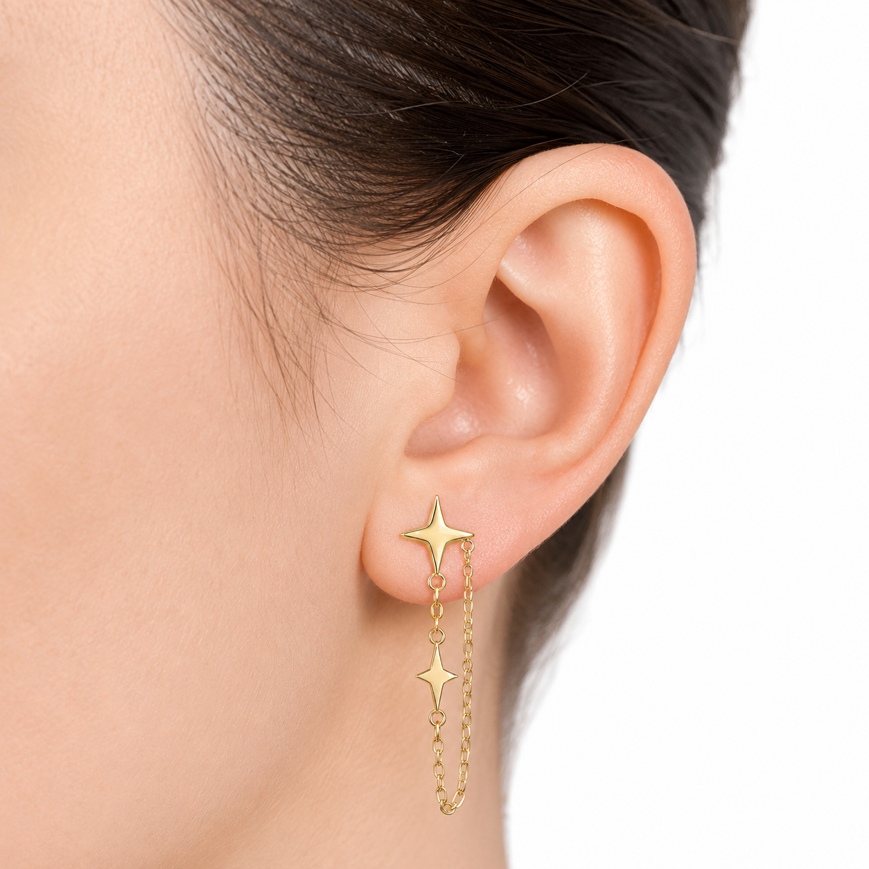 Aretes Star-Supergirl Oro Amarillo 14K