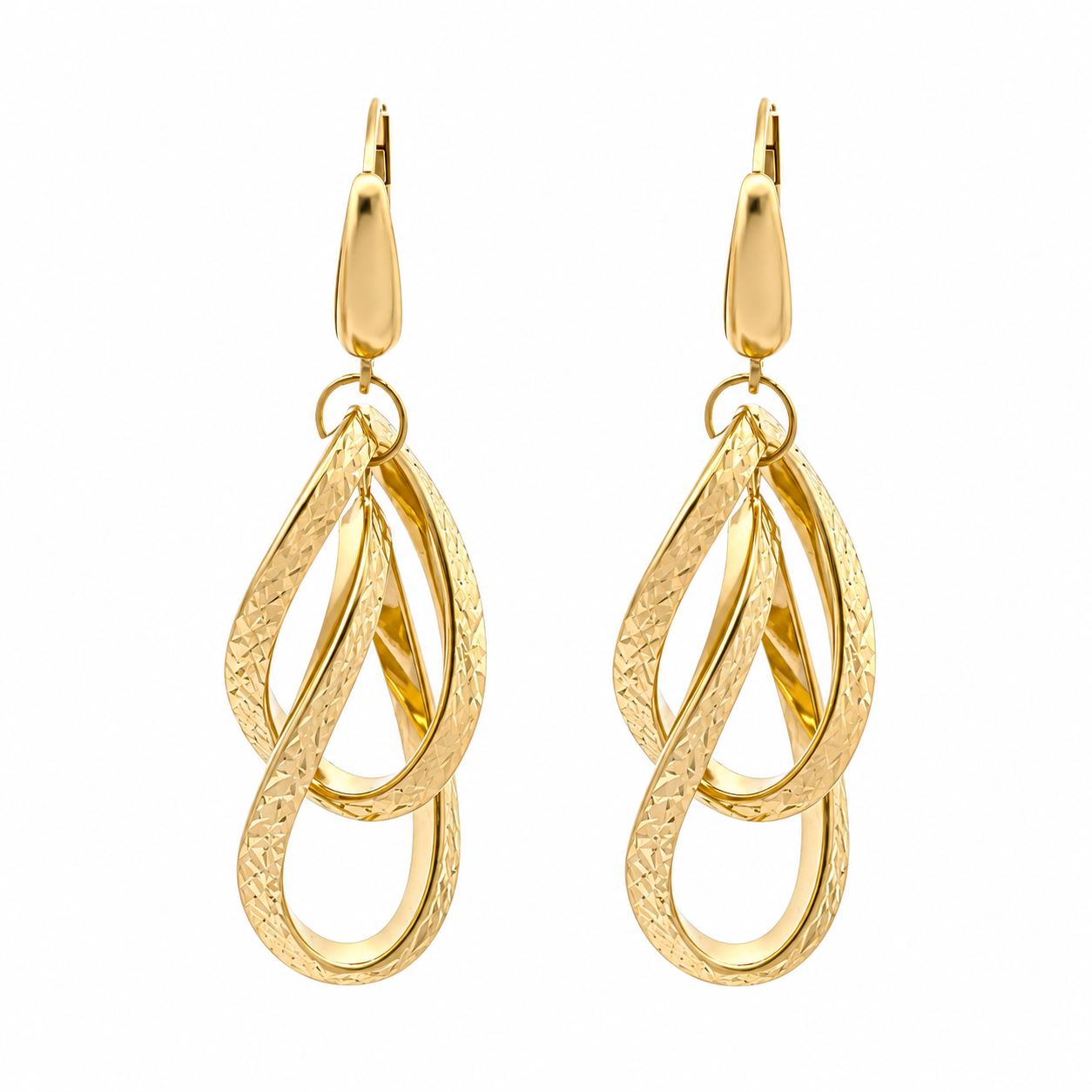 Aretes de oro ondulados oro 14k