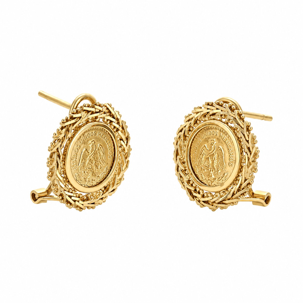 Aretes México con diseño de inspiración mexicana, vista frontal sobre fondo blanco.