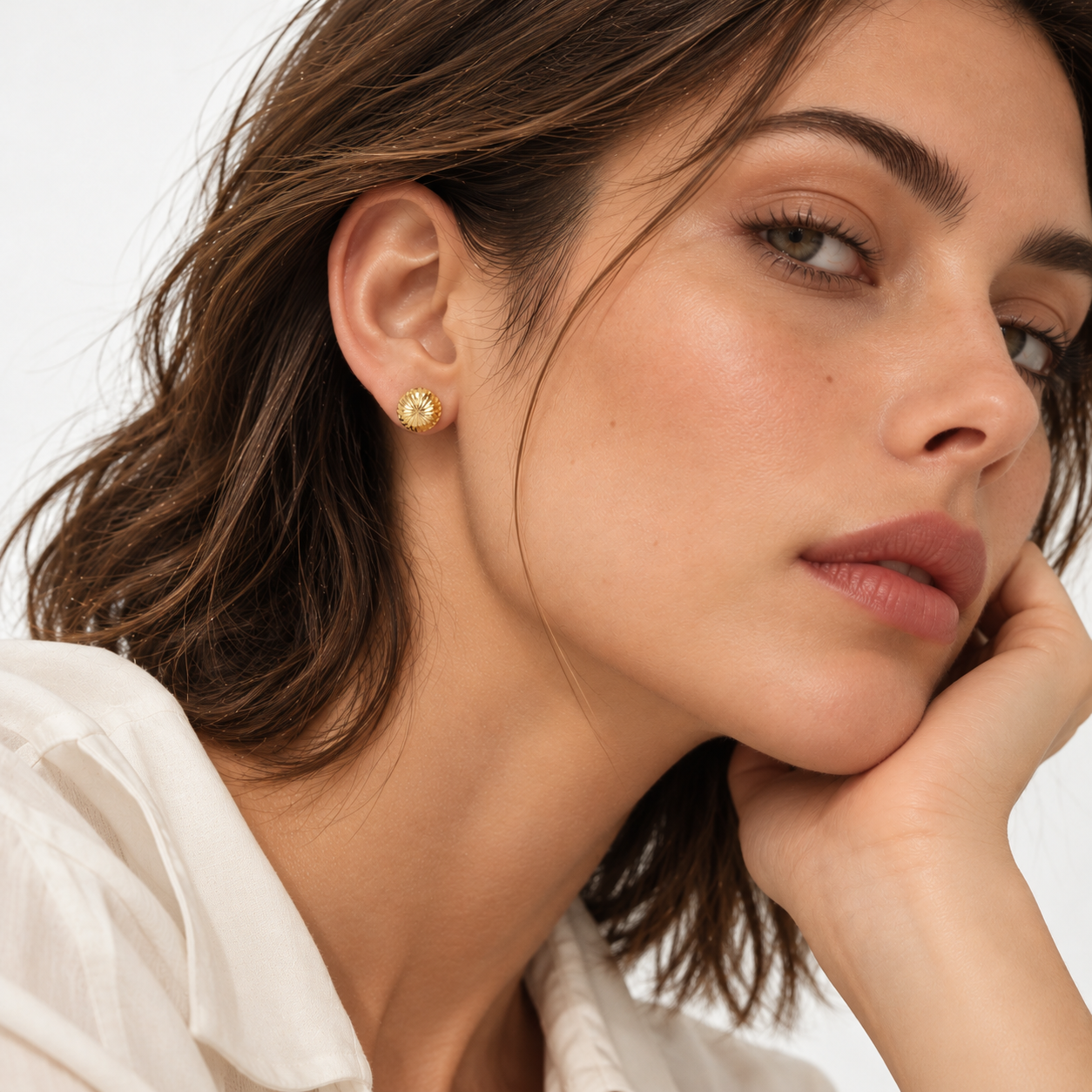 Aretes Media Bola Diamantada