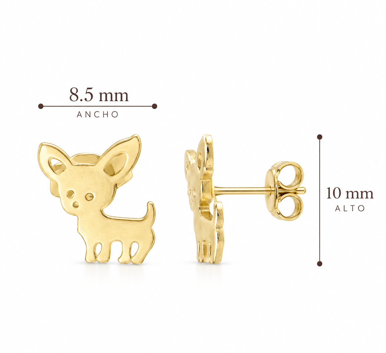 Aretes perrito Chihuahua Oro 14K