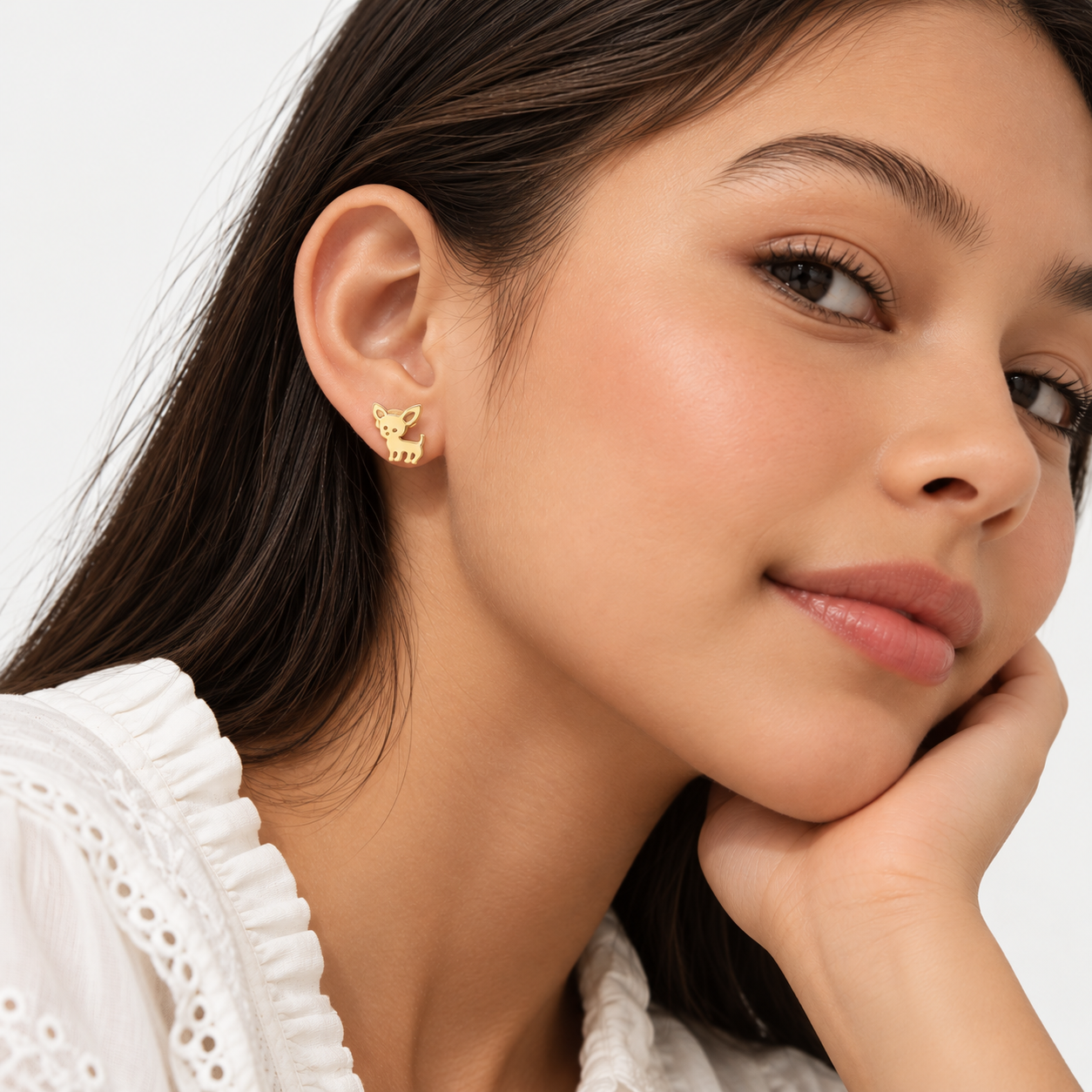 Aretes perrito Chihuahua Oro 14K