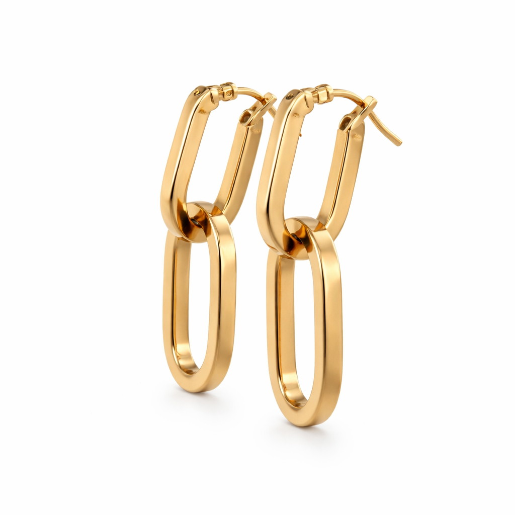 Aretes oro amarillo 14k eslabones