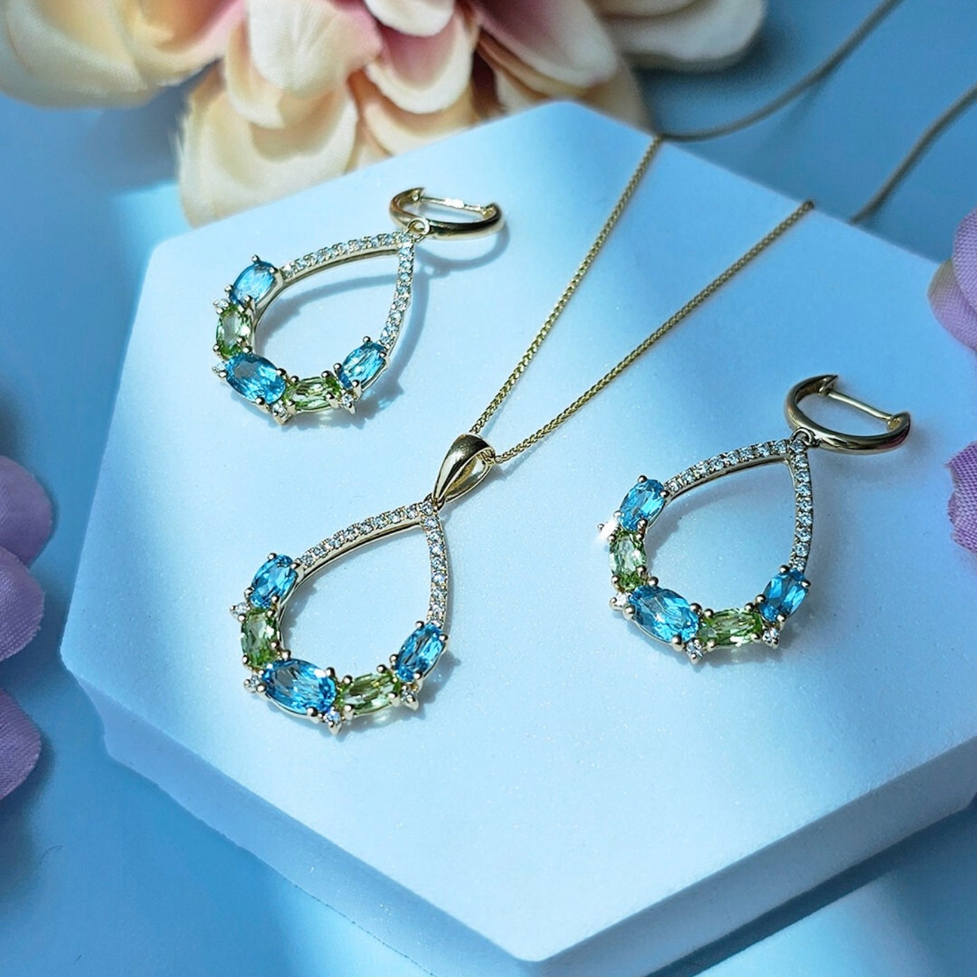 Aretes diamantes y topacio azul | Bo&Co