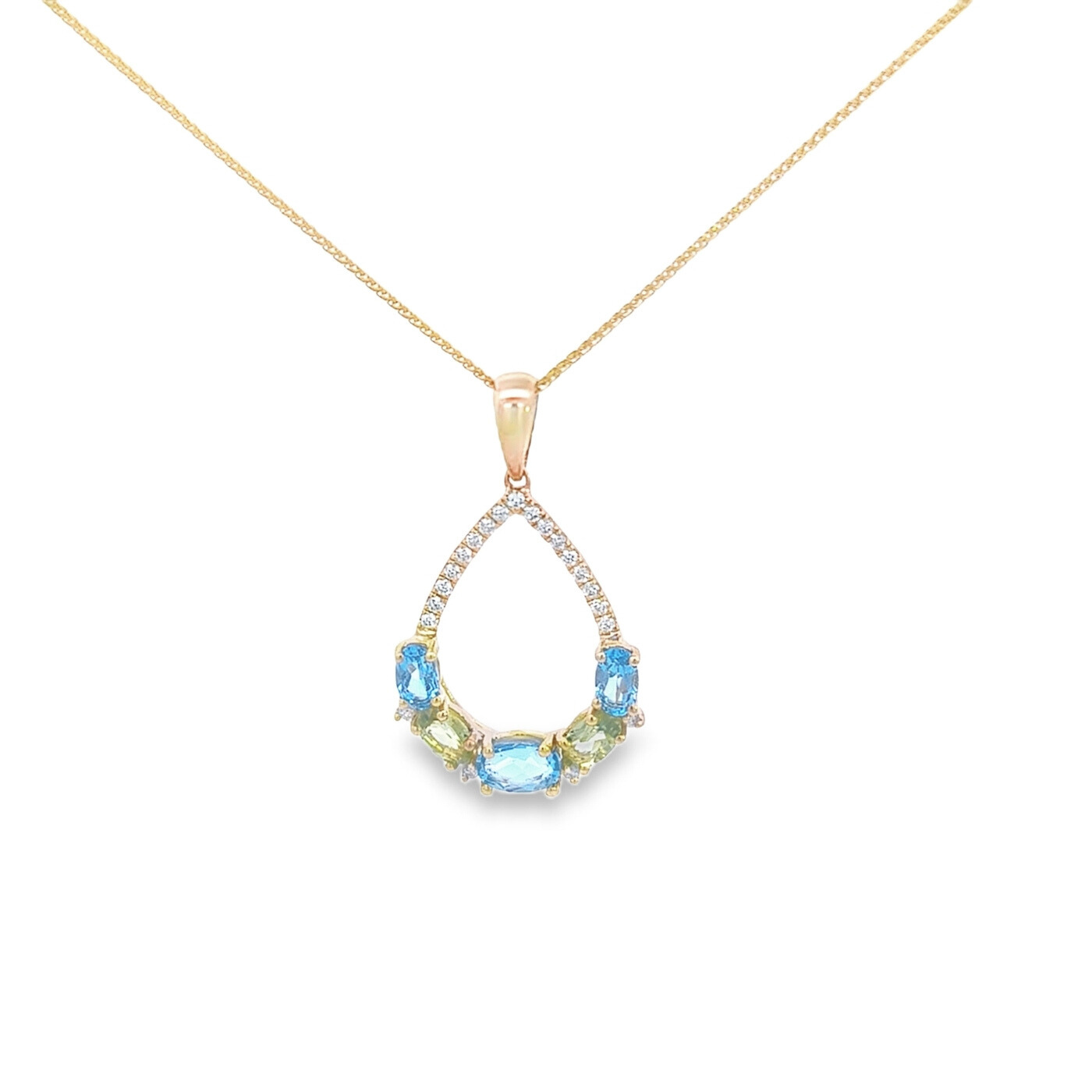 Dije con cadena diamante con topacio azul | Bo&Co