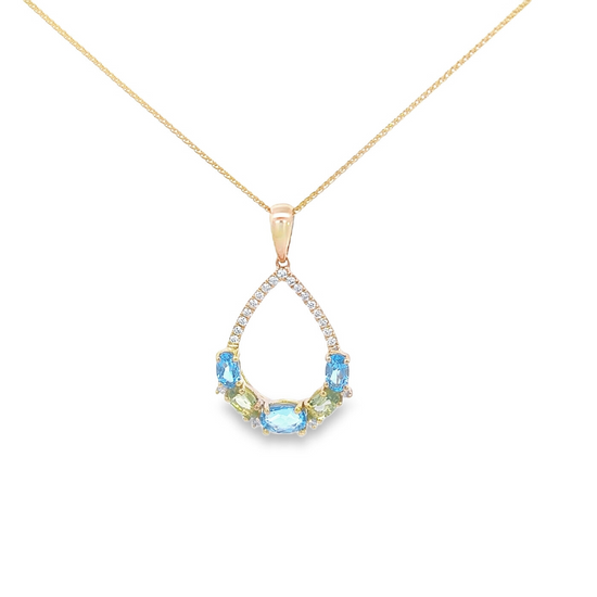 Dije con cadena diamante con topacio azul | Bo&Co