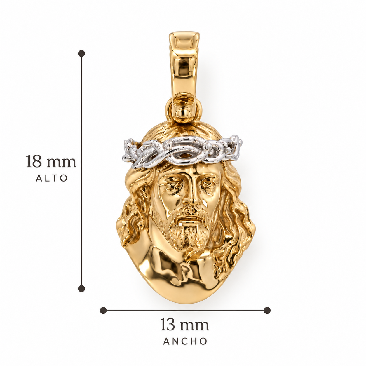 Dije rostro Cristo oro bicolor