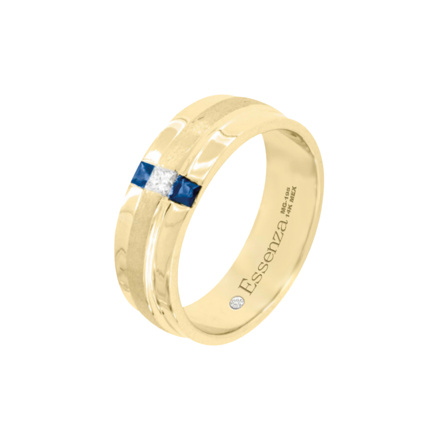 argolla de oro 18k de 5.6 mm con diamantes y zafiros