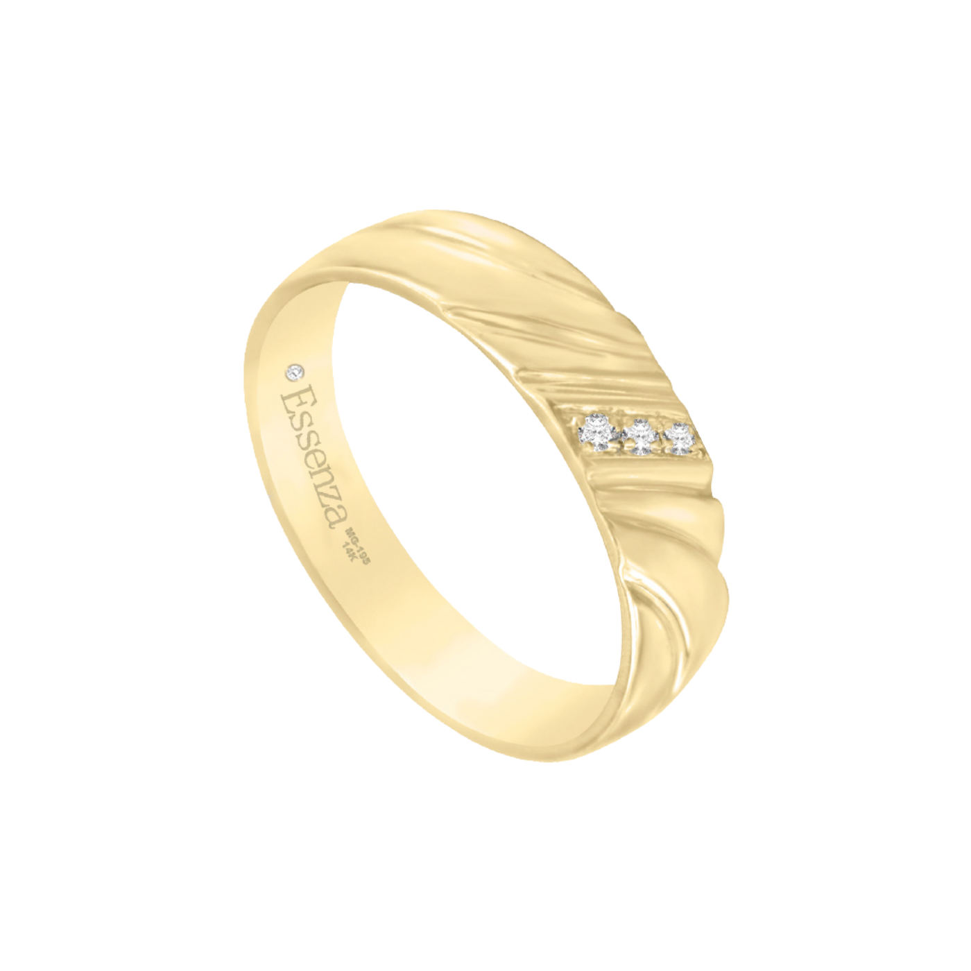 argolla de oro amarillo 14k con tres diamantes