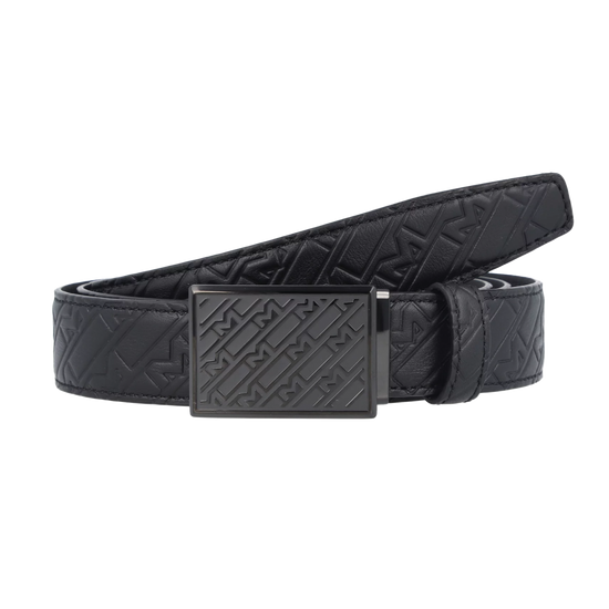 Cinturón Montblanc piel negra con grabado M | Bo&Co