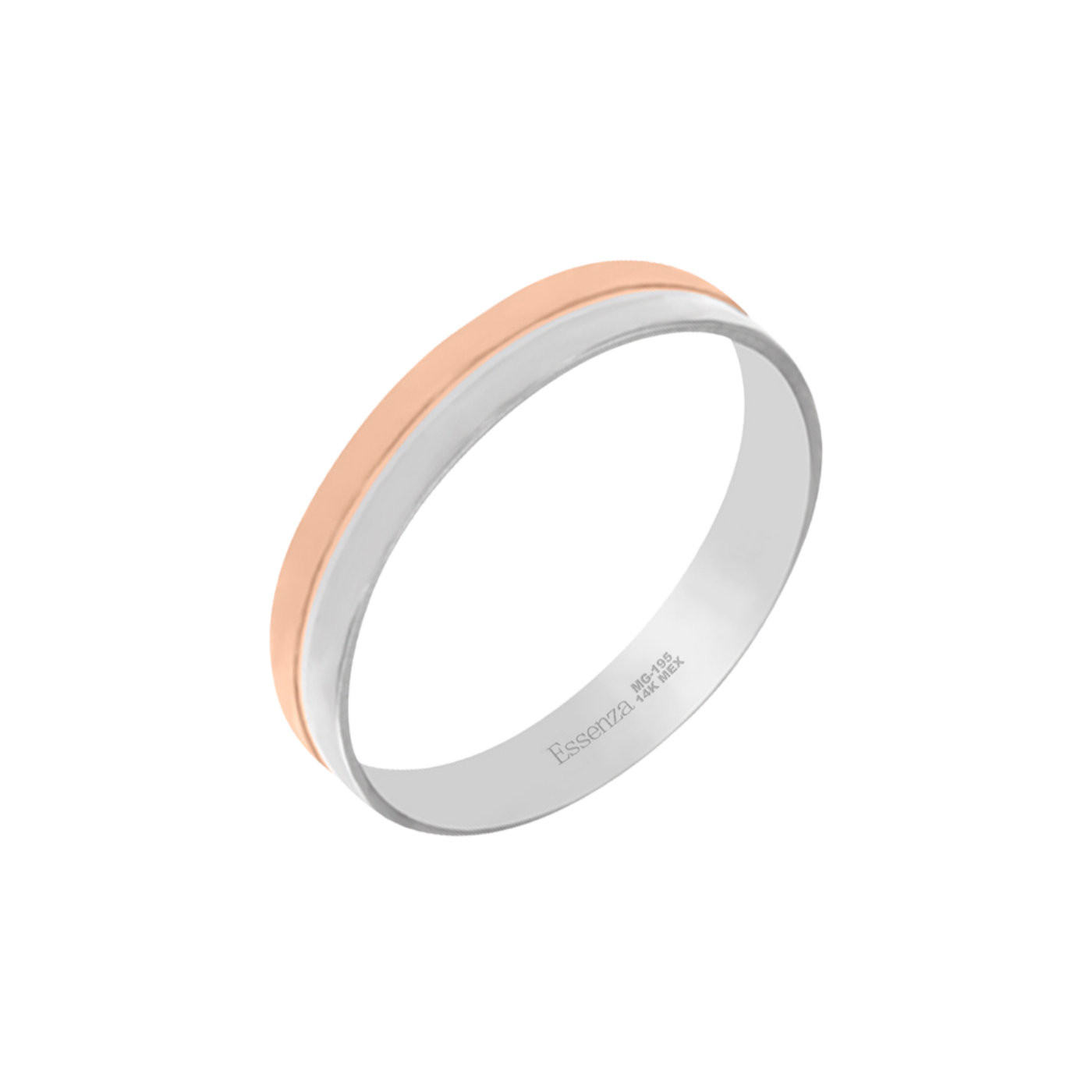 argolla de oro blanco y rosa 14k de 4 mm
