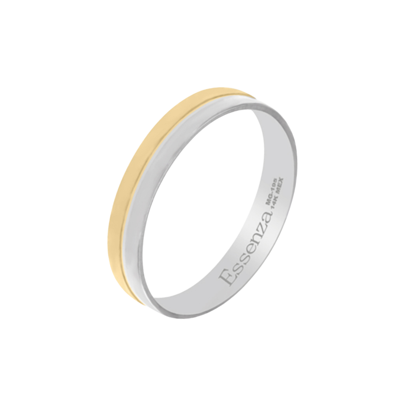 argolla de oro amarillo y blanco 14k de 4 mm