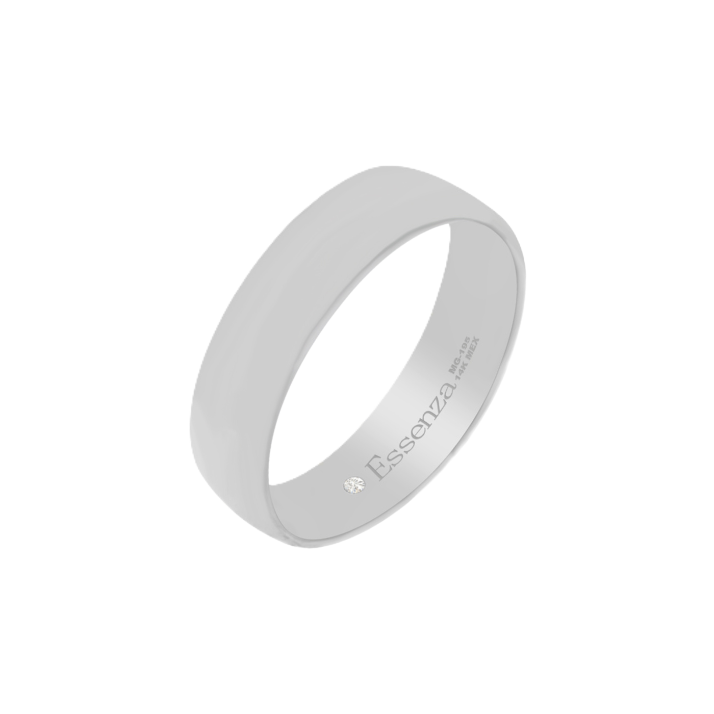 argolla de oro blanco 14k de 6 mm con acabado mate y diseño liso