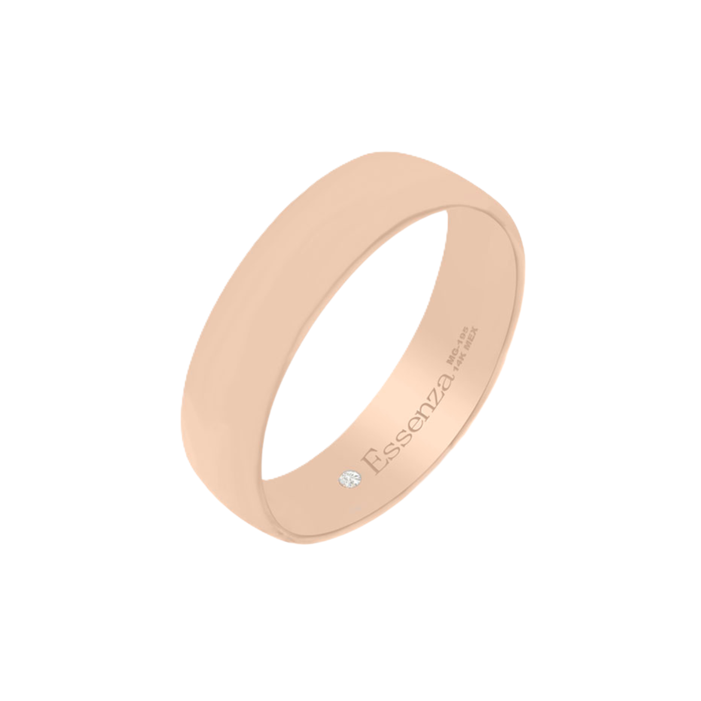 argolla de oro rosa 14k de 6 mm con acabado mate y diseño liso