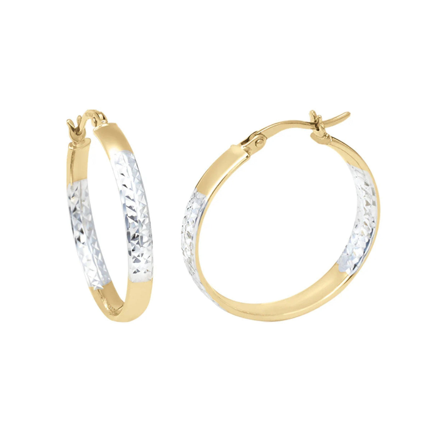 Arracadas oro amarillo y blanco con textura | Bo&Co 