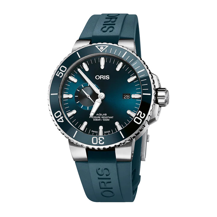 reloj oris aquis small seconds 45.5 mm automático esfera azul