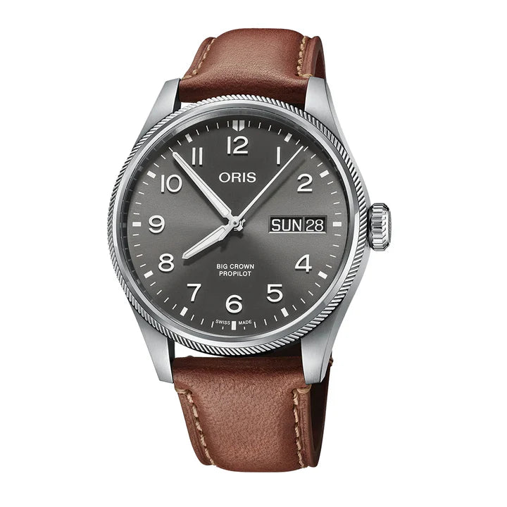 reloj oris big crown propilot 44 mm automático esfera gris