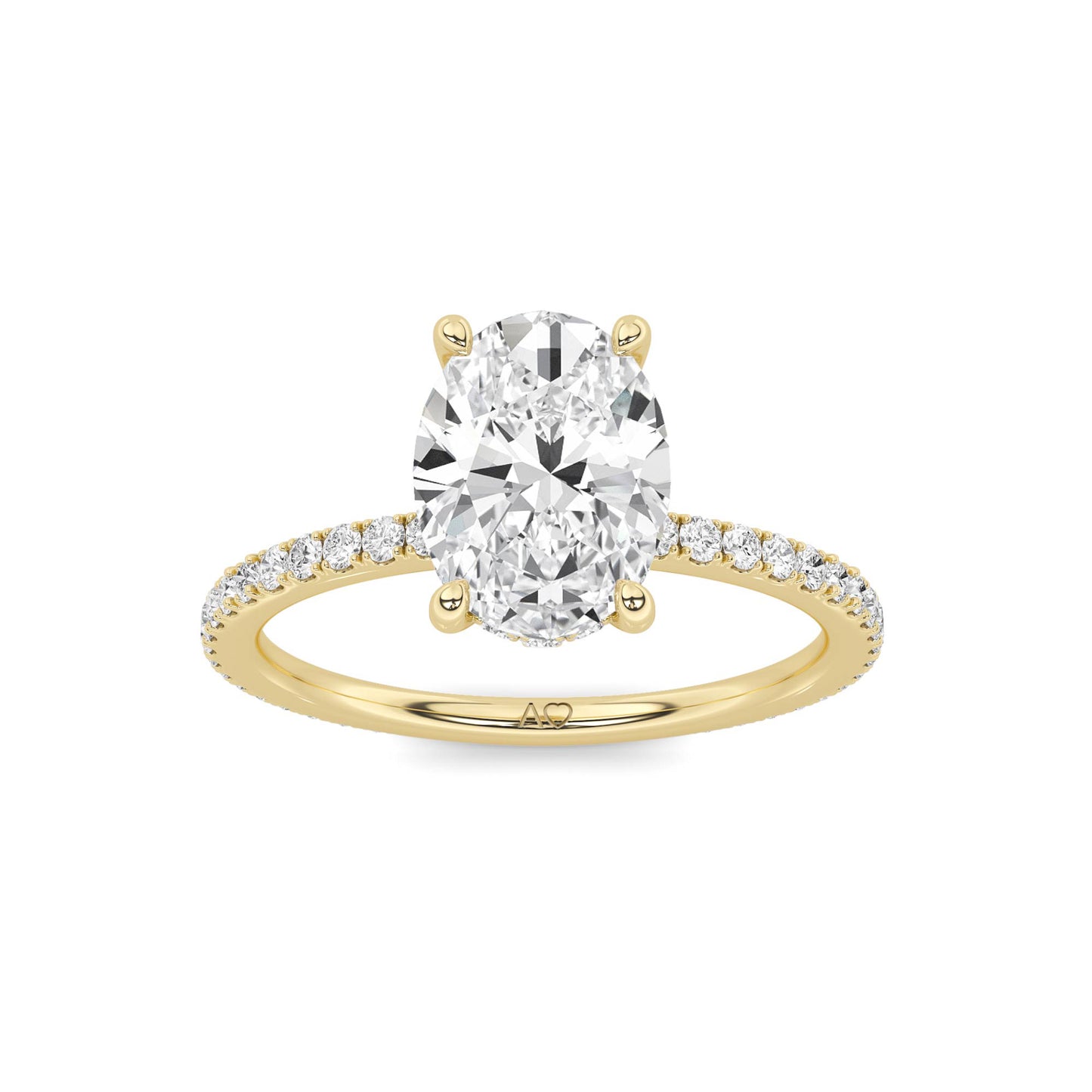 Anillo de compromiso oro 18K diamante oval 2 quilates con diamantes lab grown