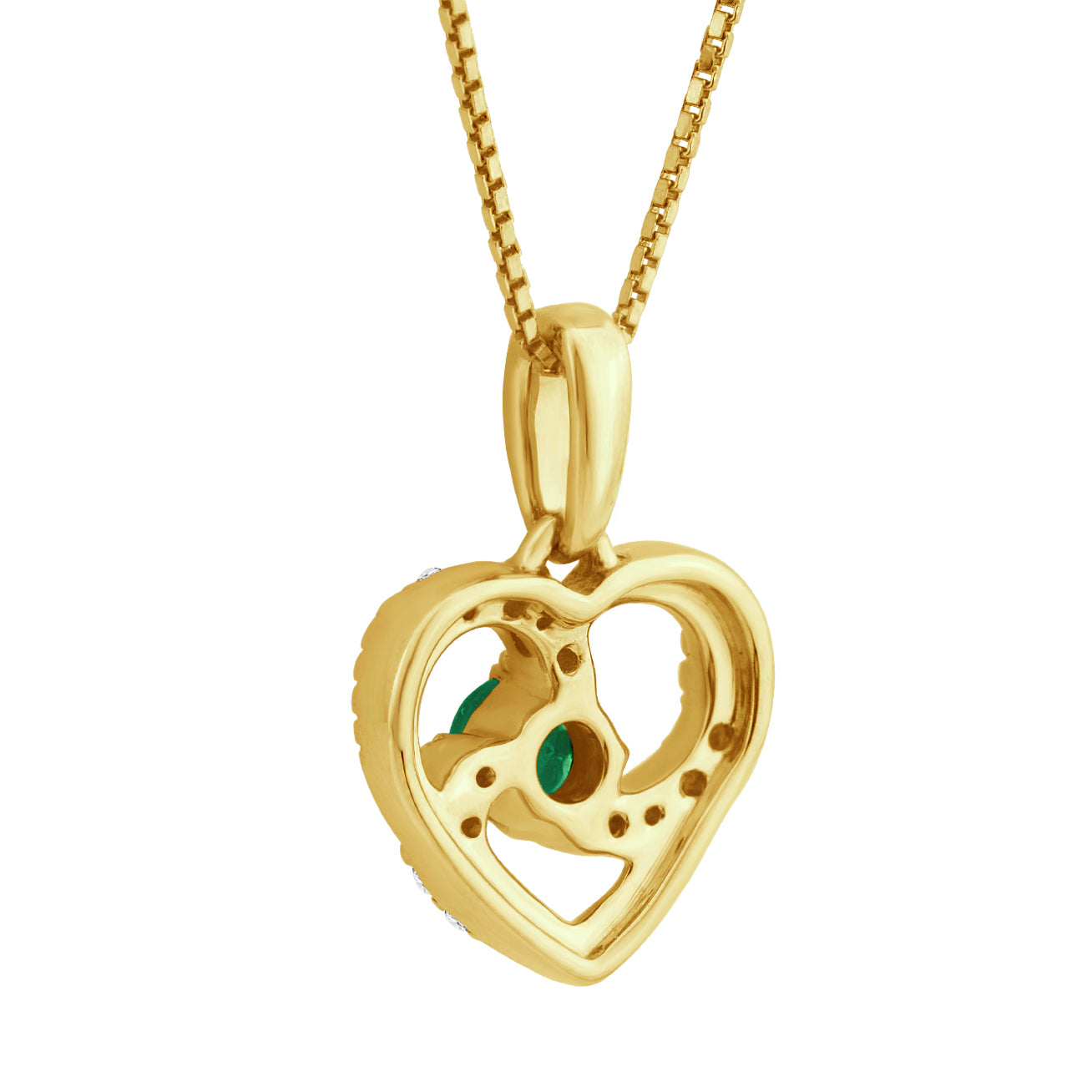 Dije corazón con cadena de oro 14k y esmeralda