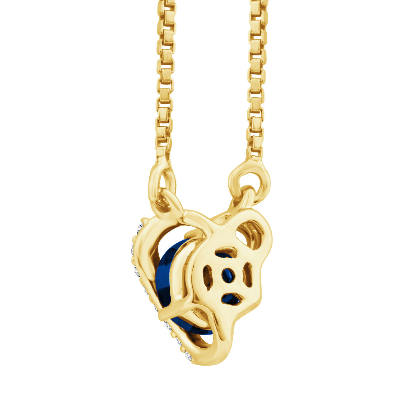 Dije corazón con cadena oro 14k y zafiro