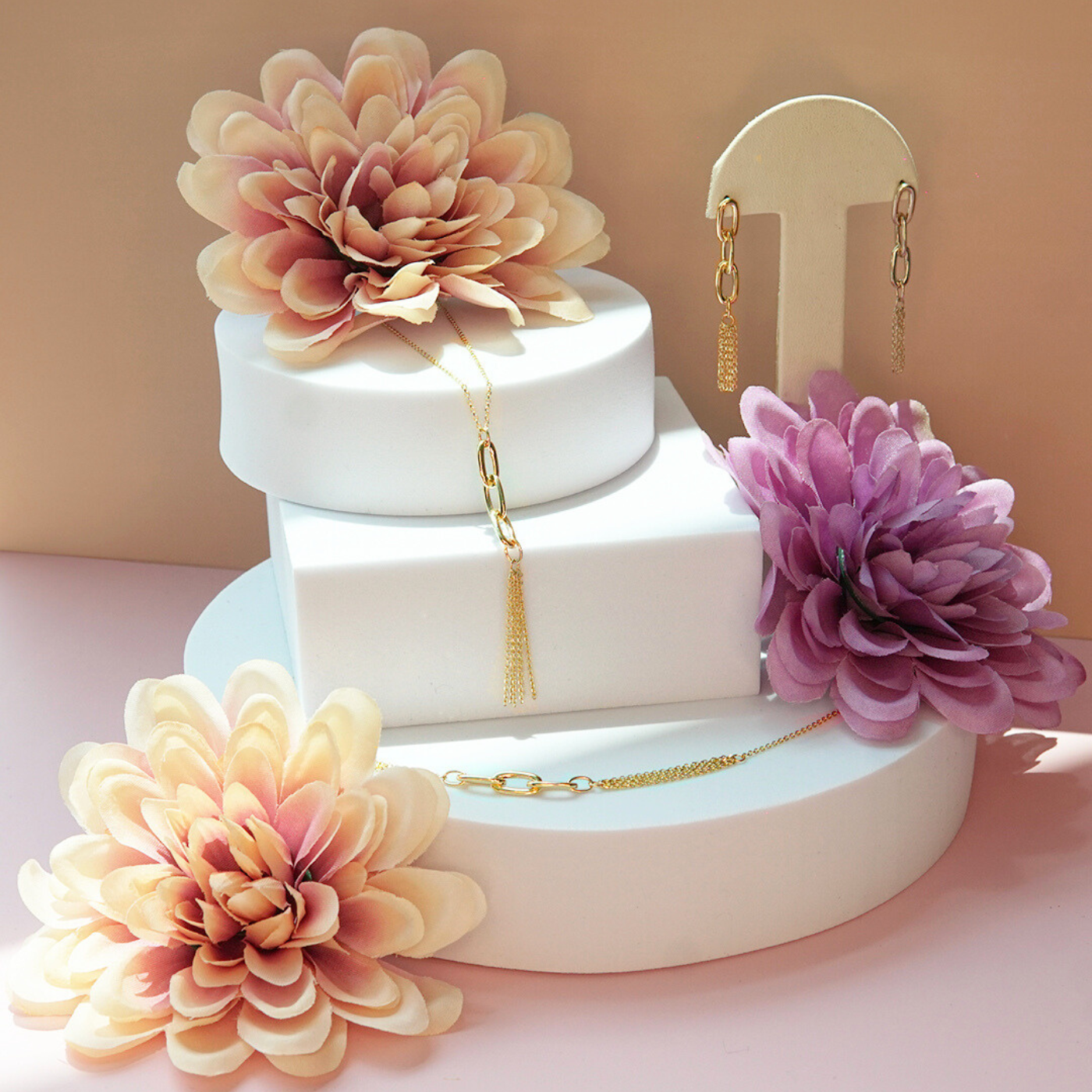 Aretes colgantes 14k
