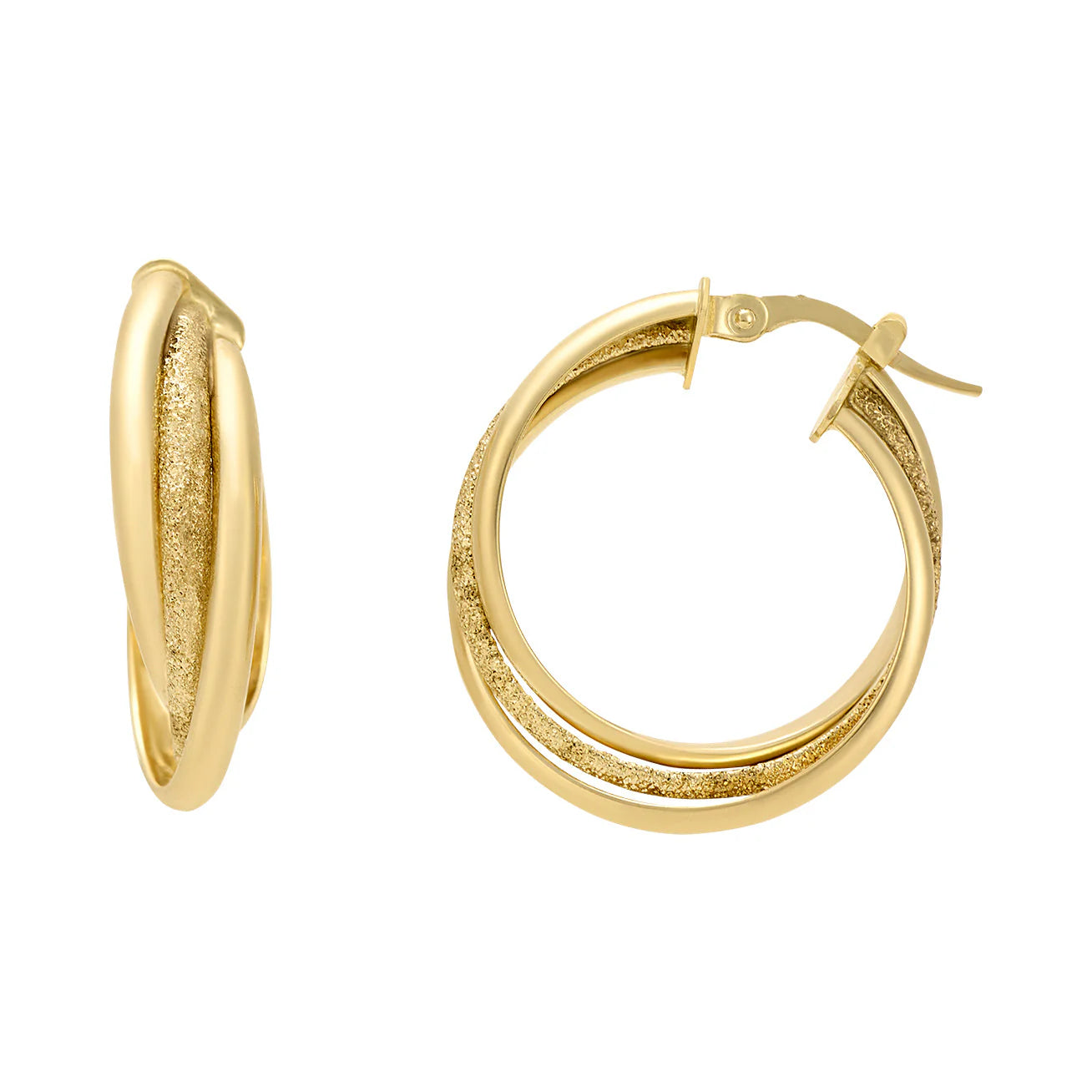 Aretes doble textura oro 14k | Bo&Co
