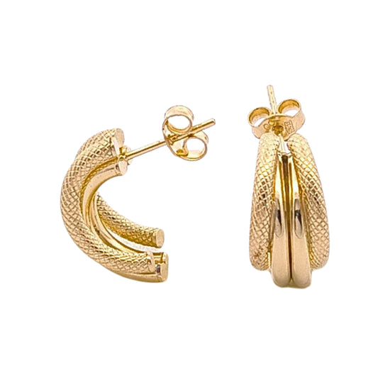 Aretes lisos y textura oro 14k | Bo&Co