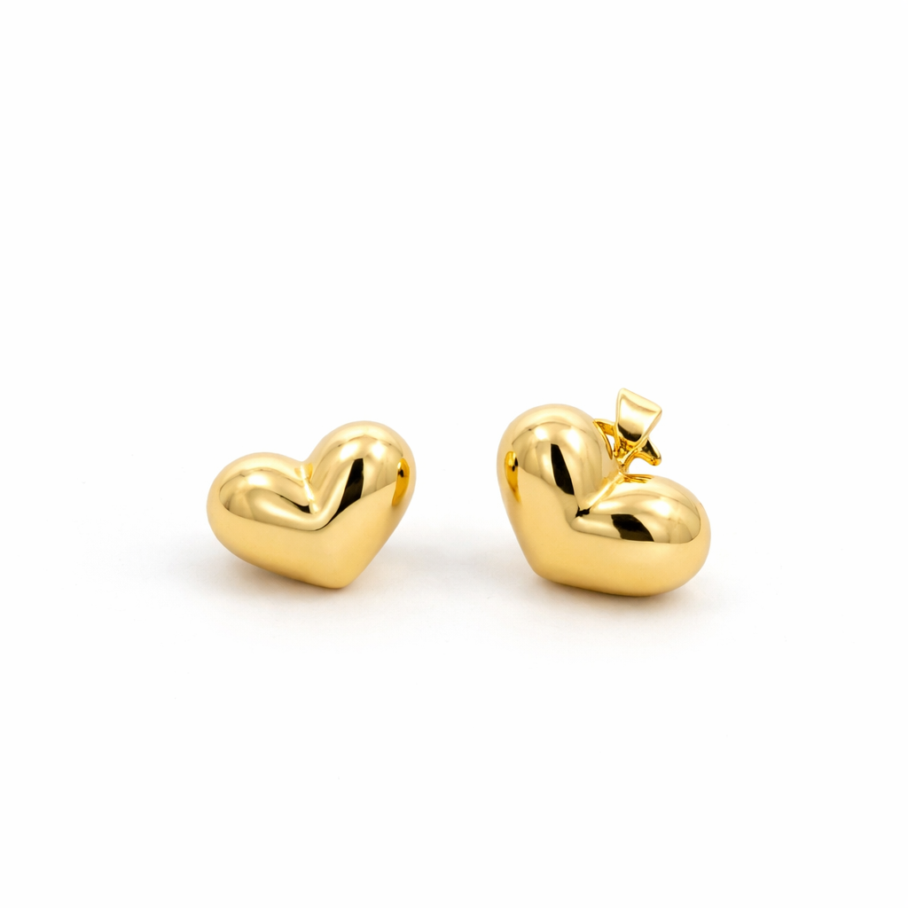 Aretes Corazón oro amarillo lisos