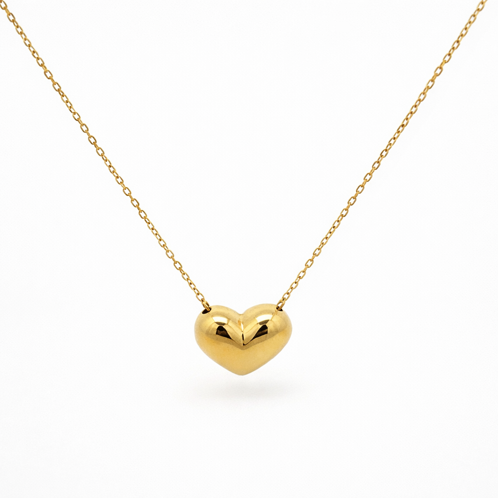 Dije de Corazón con cadena oro amarillo 14K