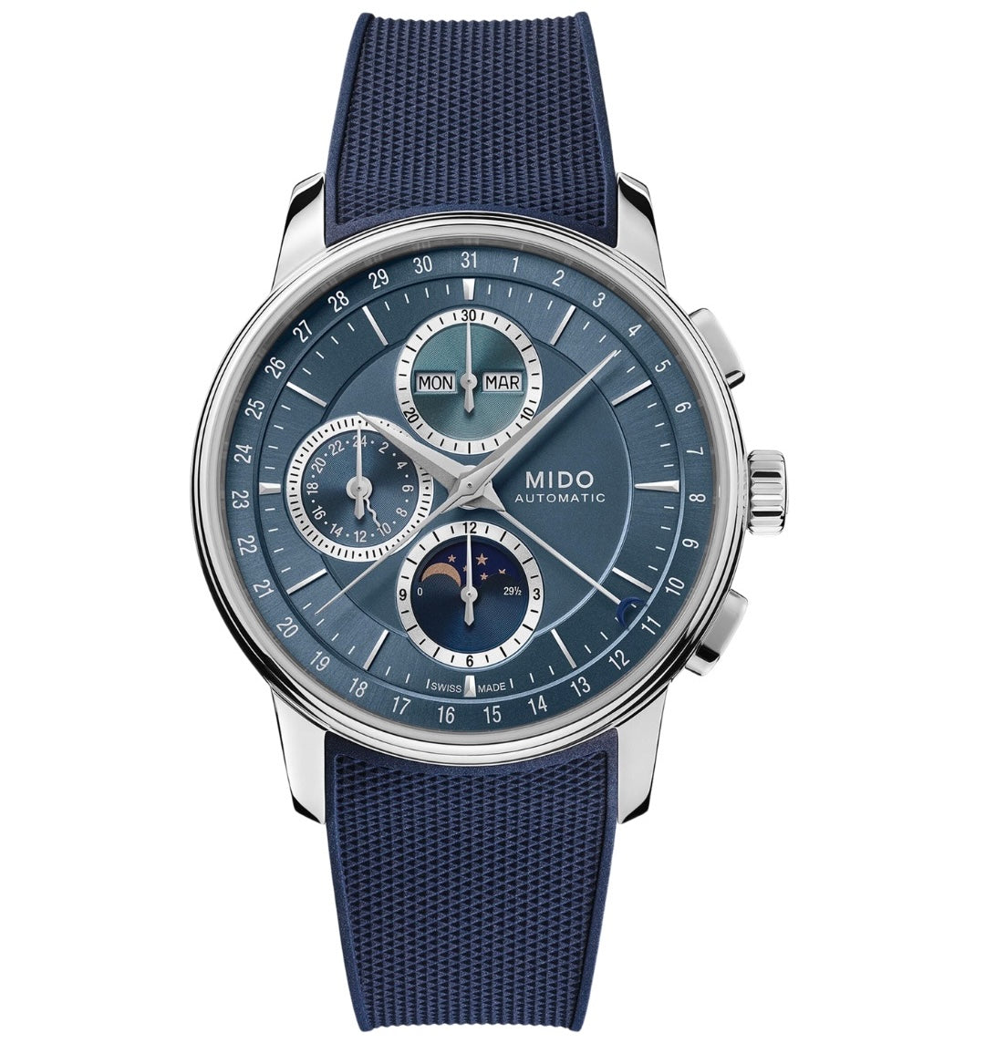 MIDO Baroncelli Chronograph Moonphase azul automático