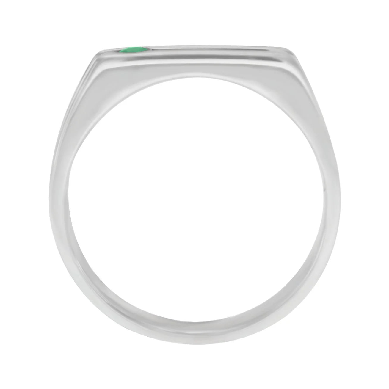 Anillo Caballero Esmeralda Oro Blanco 14K