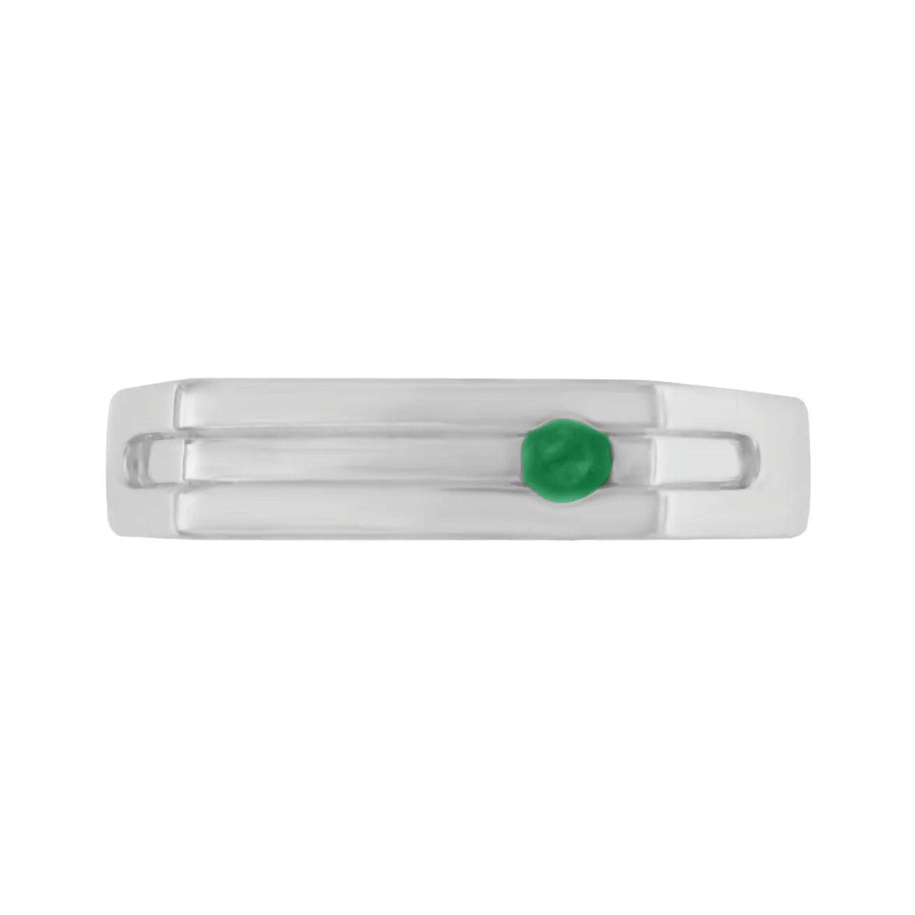 Anillo Caballero Esmeralda Oro Blanco 14K