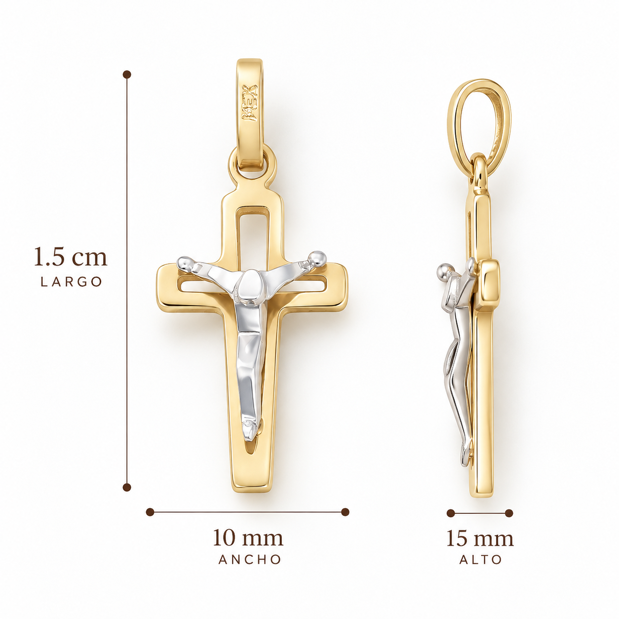 Dije Cruz con Cristo oro 14k