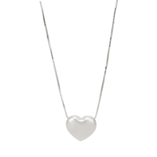 Dije Corazón liso con cadena oro blanco | Bo&Co