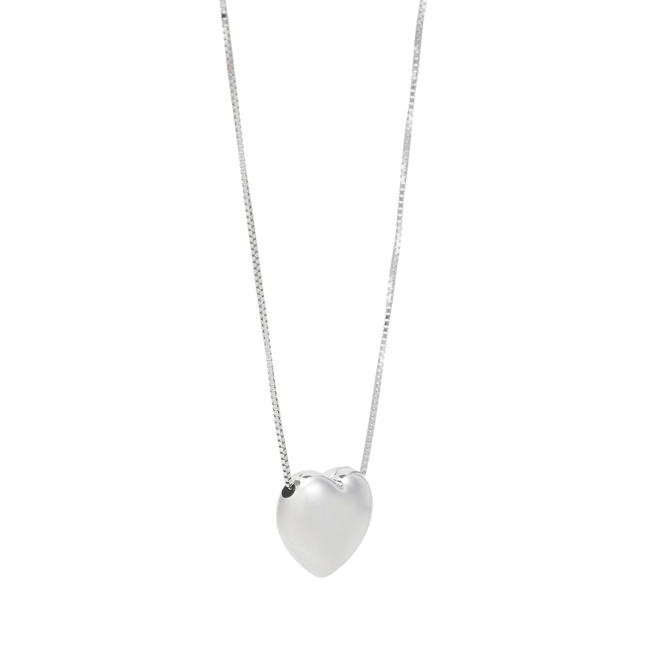 Dije Corazón liso con cadena oro blanco | Bo&Co