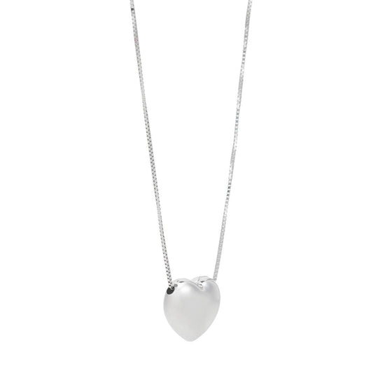 Dije Corazón liso con cadena oro blanco | Bo&Co