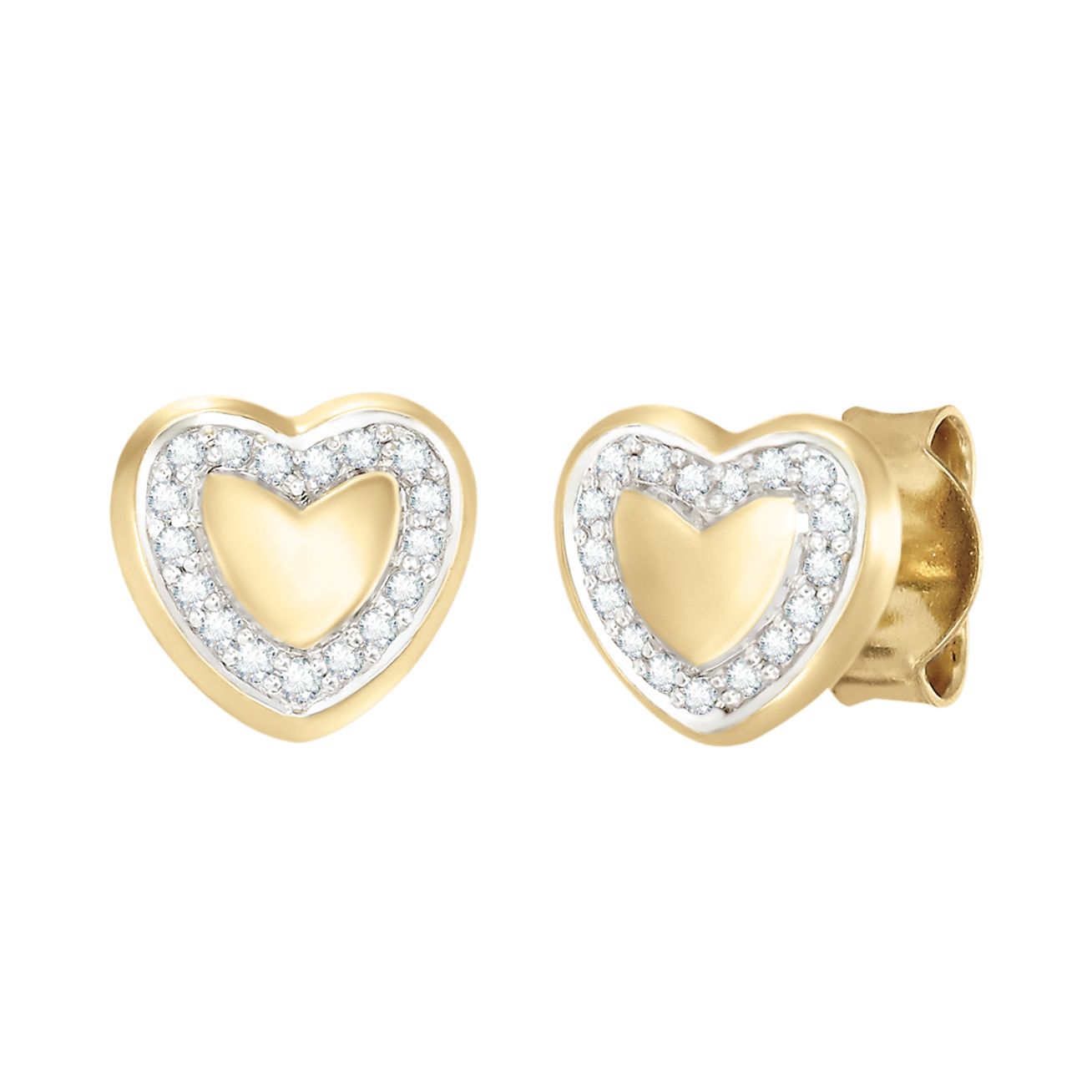 Aretes corazón y línea diamantes | Bo&Co