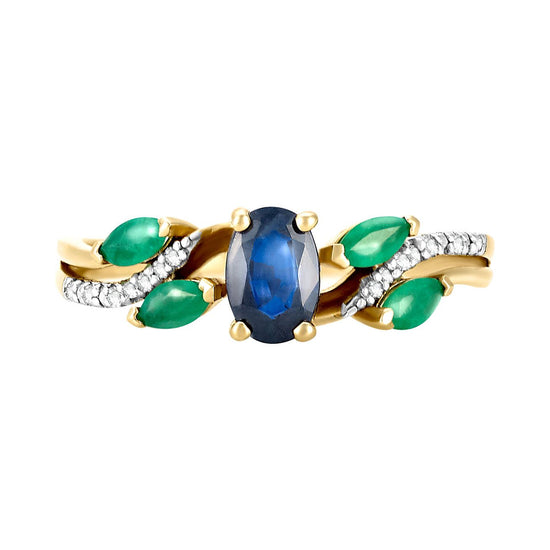 Anillo zafiro, esmeralda y diamantes | Bo&Co