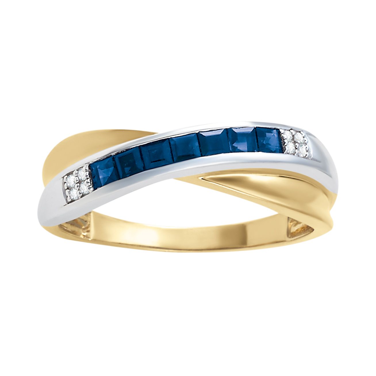 Anillo oro blanco y amarillo con zafiro | Bo&Co