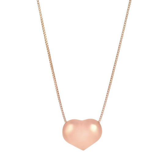 Dije Corazón liso con cadena oro rosa