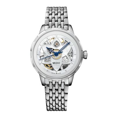 Reloj MIDO Rainflower Blossom skeleton madreperla automático 34mm en acero inoxidable con carátula calada
