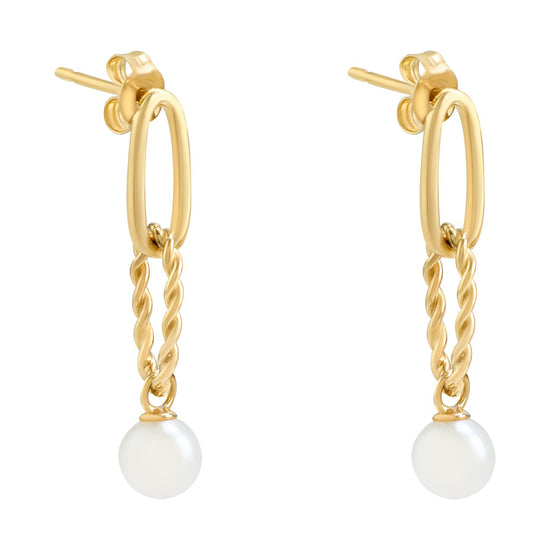 Aretes con perlas oro 14K