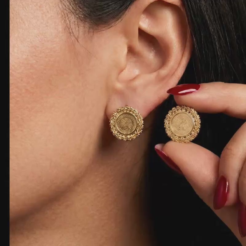 Cargar y reproducir el video en el visor de la galería, Aretes Moneda México
