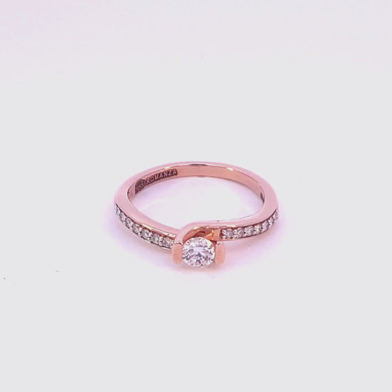 Anillo Solitario oro rosa y tiras de diamantes | Bo&Co