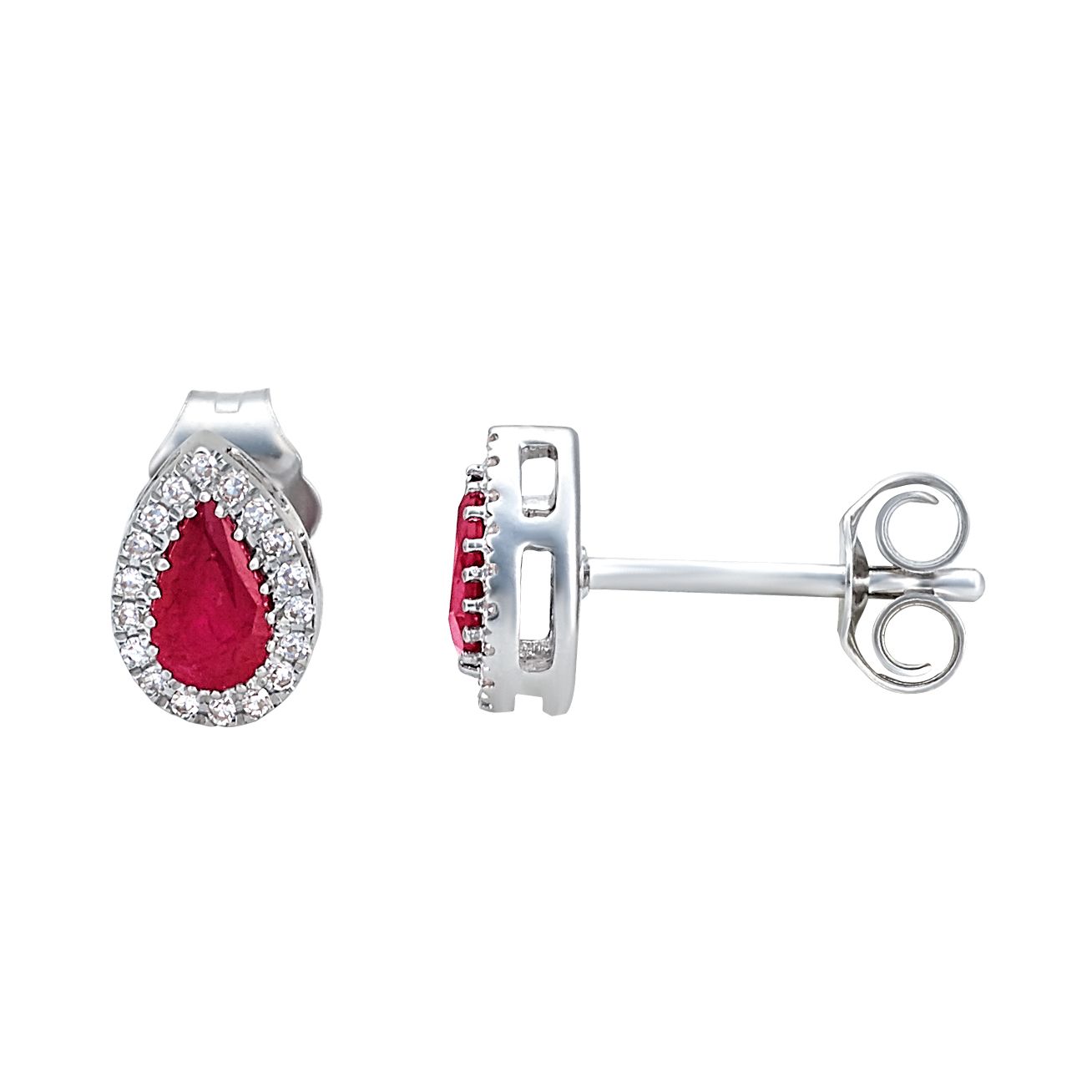 Aretes pequeños con rubí corte pera | Bo&Co